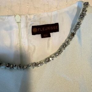 Fleurisse Girls Dress Seafoam Color Beadwork Handmade Size 10Y